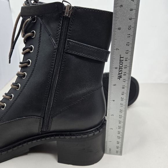 Zodiac Combat Women's Paxon Boots Sz 9.5M Black Faux Leather Lace & Zip Heeled - Picture 9 of 13